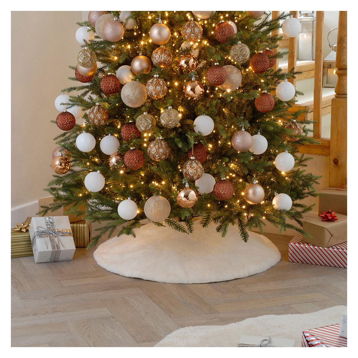 White Faux Fur Tree Skirt 90cm main product photo