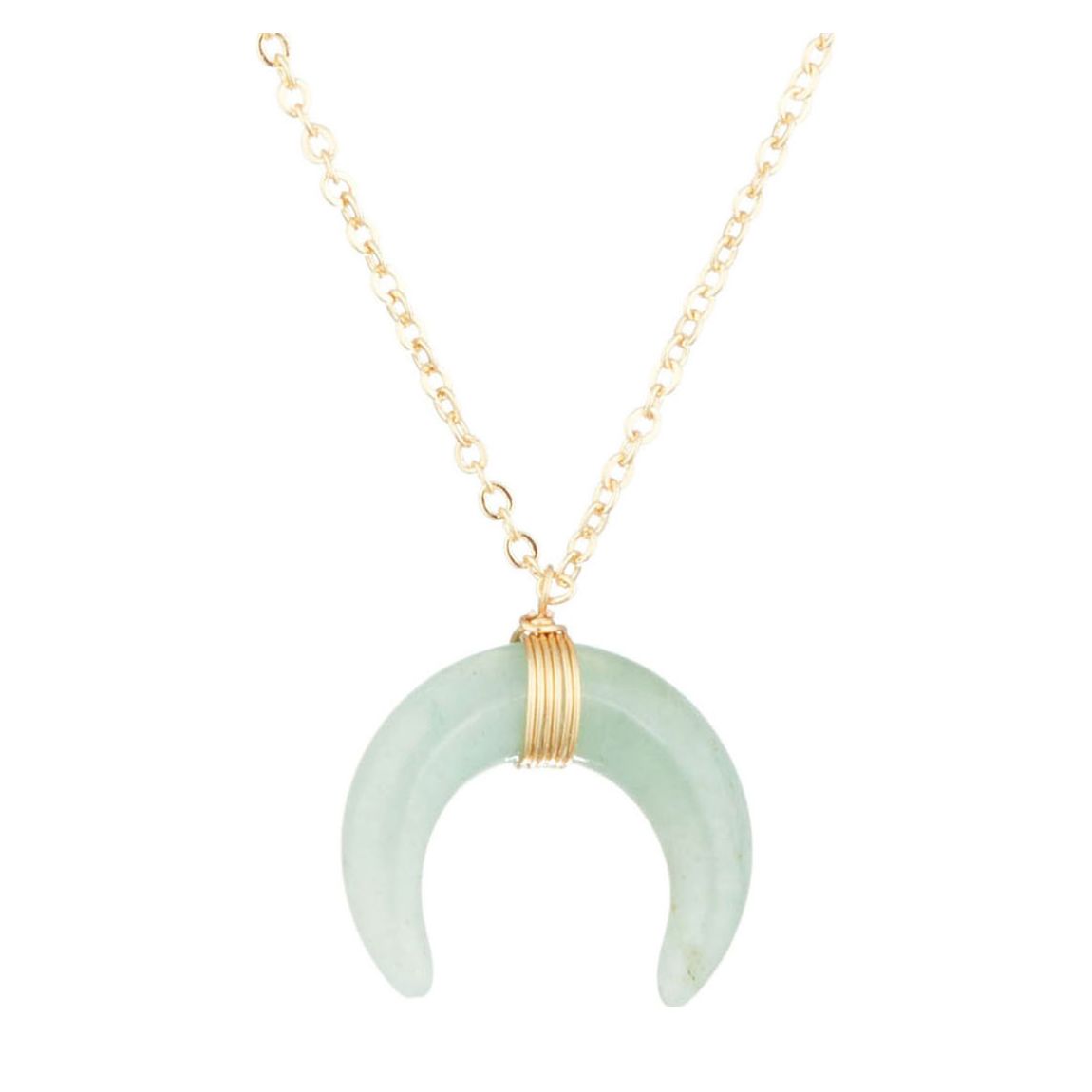 Green Aventurine/ Gold Horn Necklace main product photo