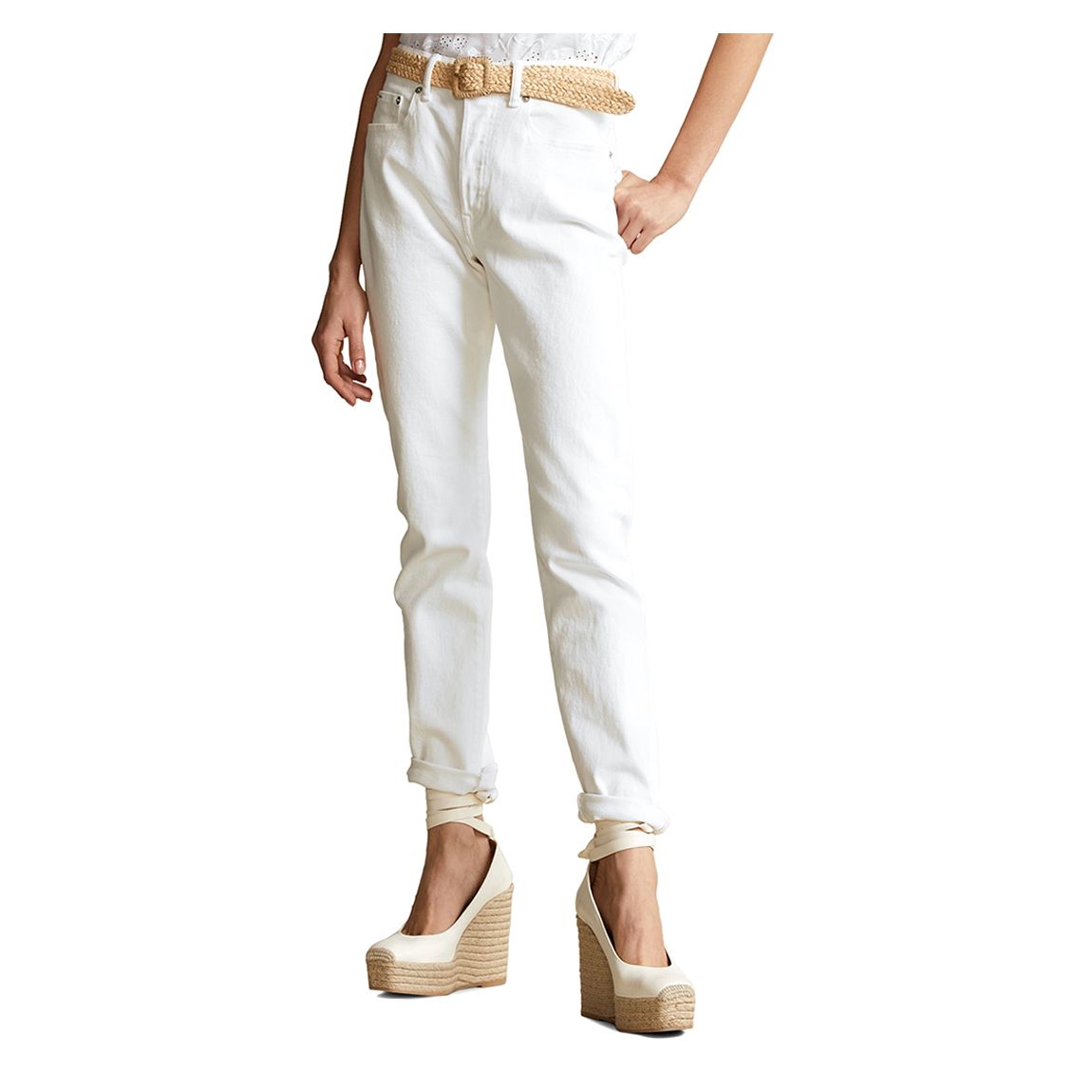 White High-Rise Slim Stretch Jeans main product photo