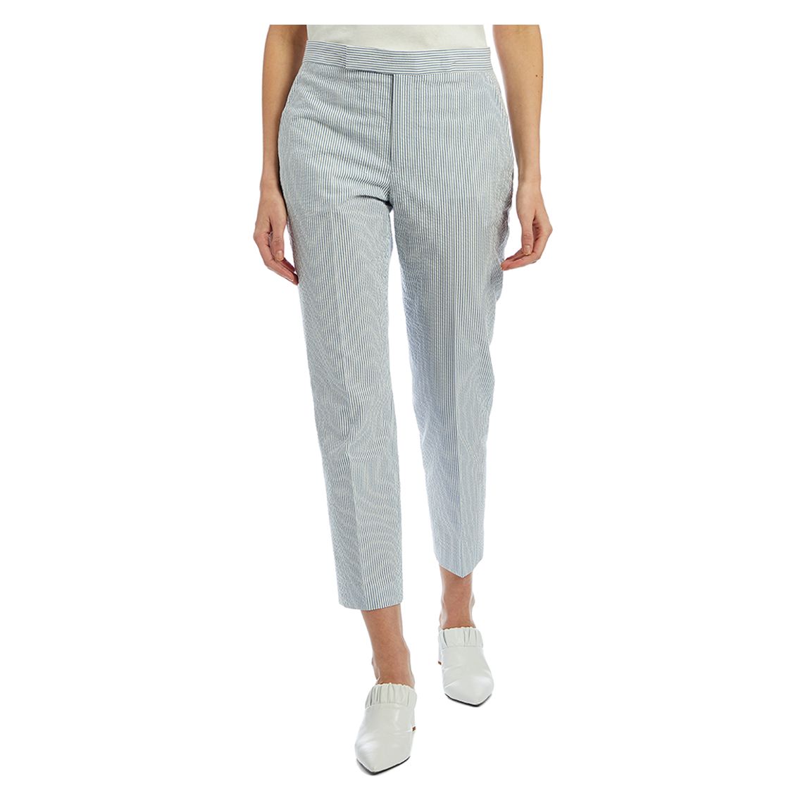 Blue Stripe Seersucker Cotton Trousers main product photo