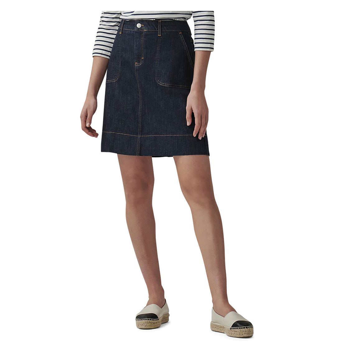 Navy Cotton Blend Denim Skirt main product photo