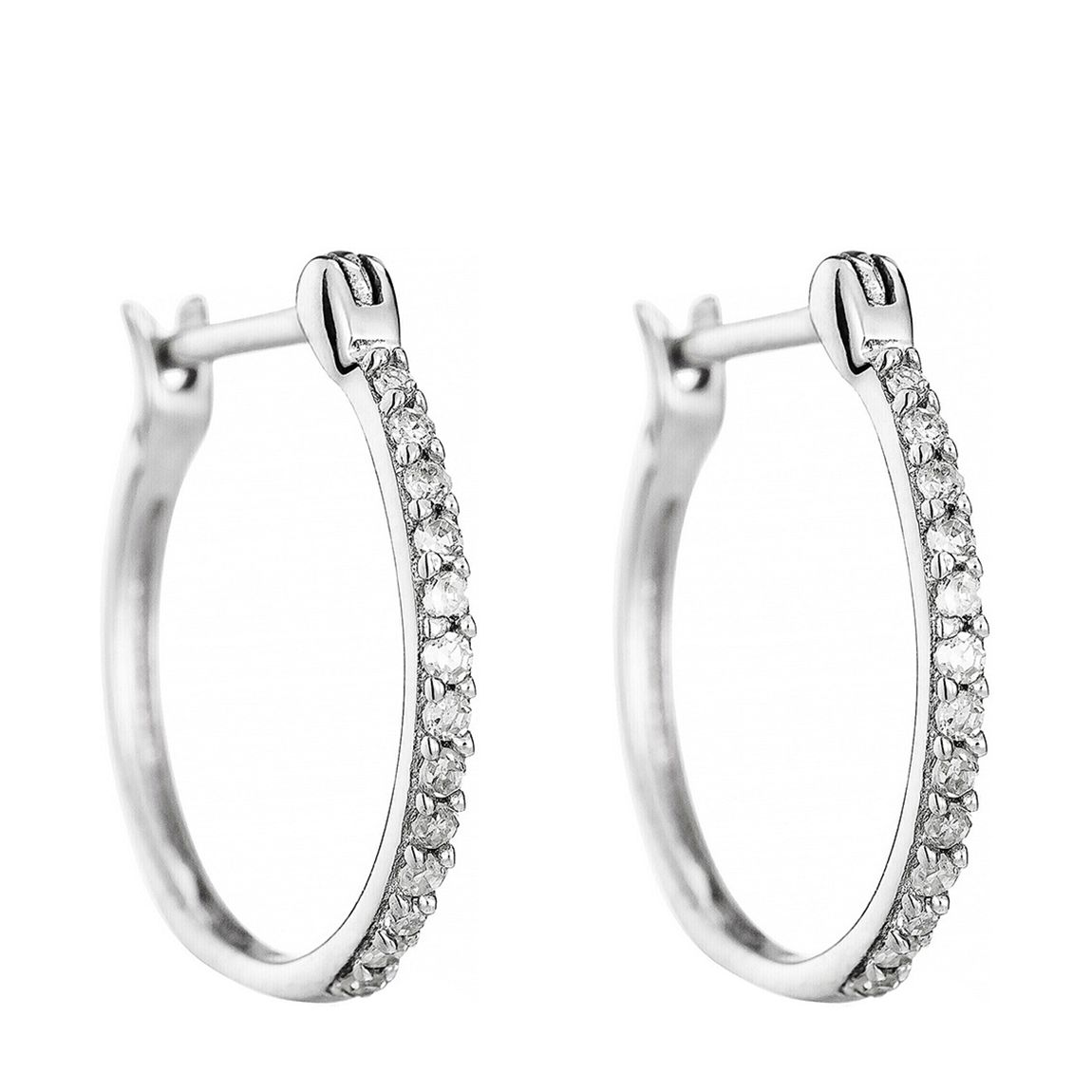 Silver Hoop Diamond Earrings main product photo