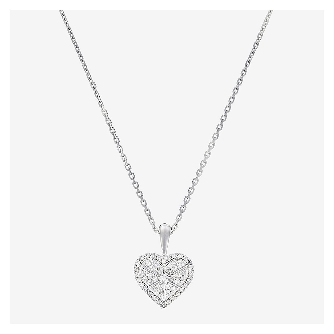 Silver Heart Diamond Pendant Necklace main product photo
