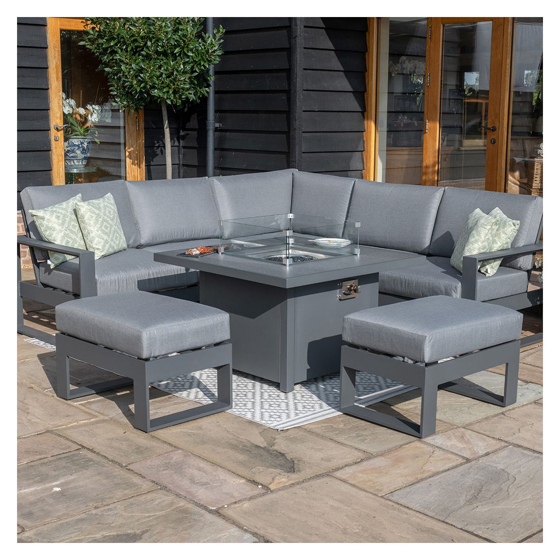 Amalfi Small Corner Group With Fire Pit Table , Grey main product photo