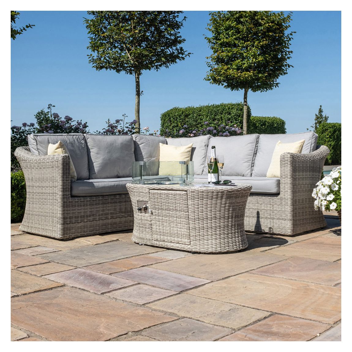 Oxford Small Corner Sofa Set with Fire Pit Coffee Table main product photo