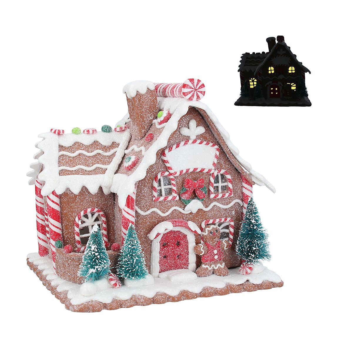 Gingerbread LED/Resin House Ornament, Medium main product photo