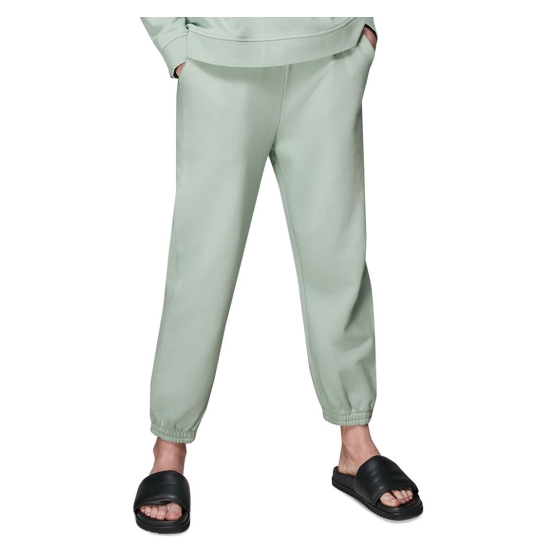 Pale Green Cropped Cotton Joggers main product photo