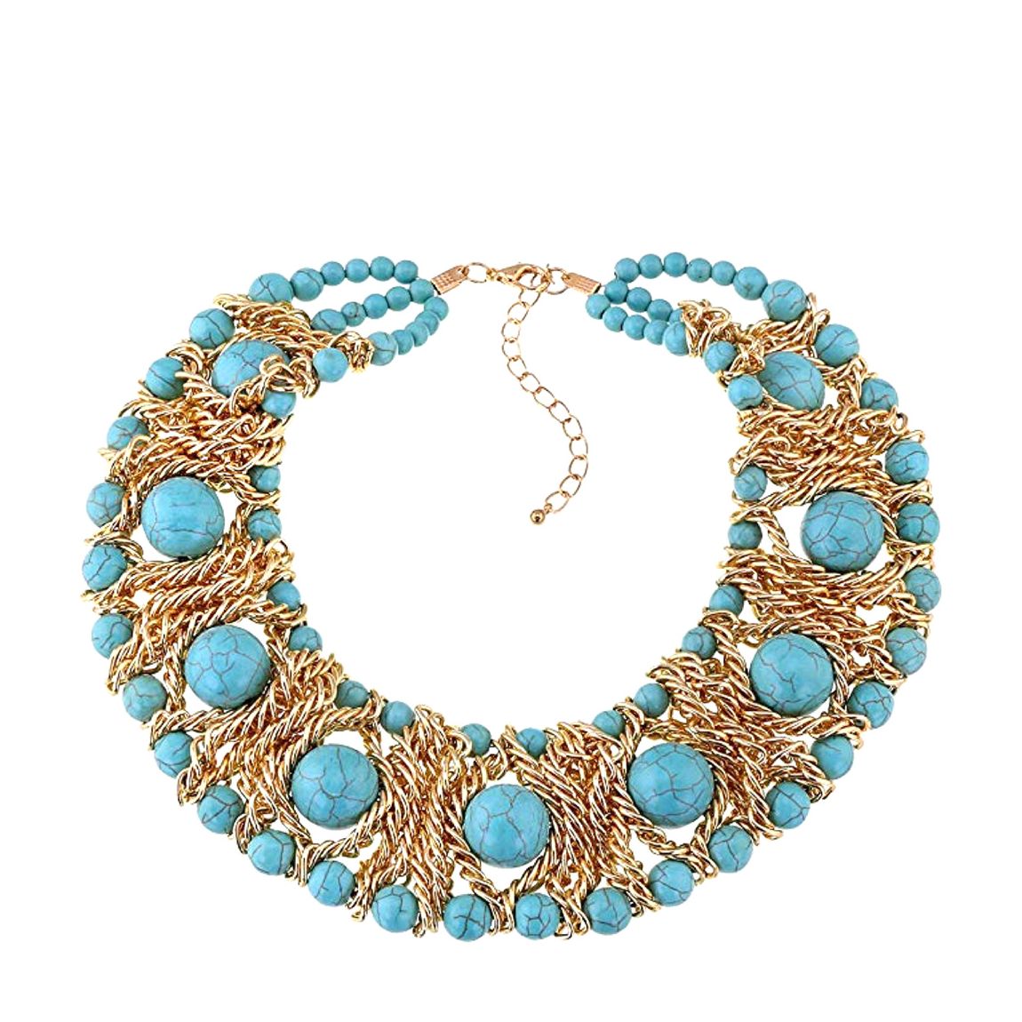 18K Gold Statement Turquoise Necklace main product photo