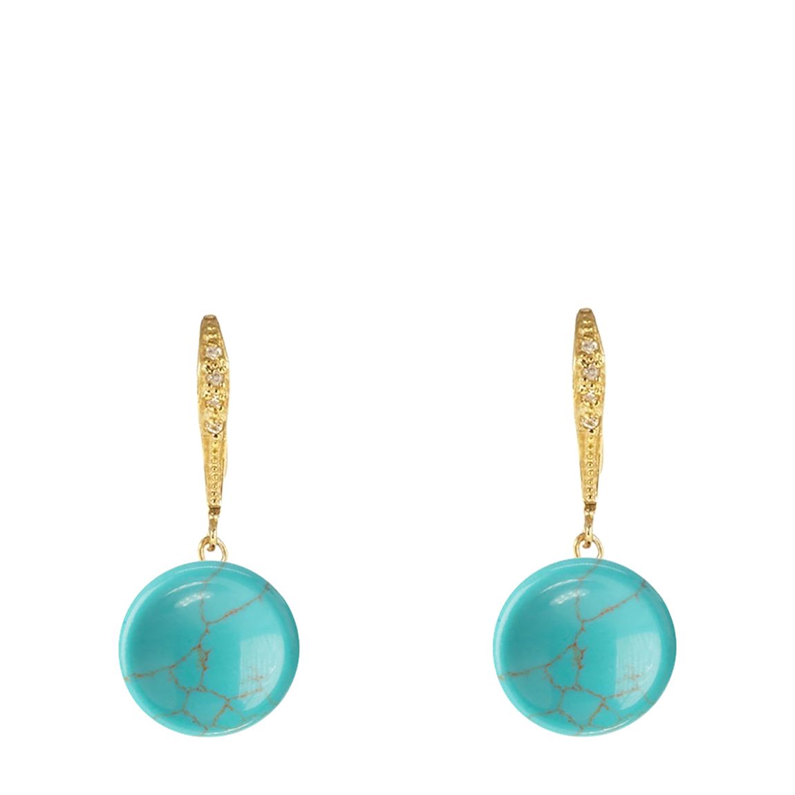 18K Gold Turquoise Drop Pave Earrings main product photo