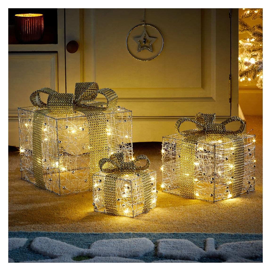 Sparkly Faux Gift Boxes, Silver Gilt main product photo