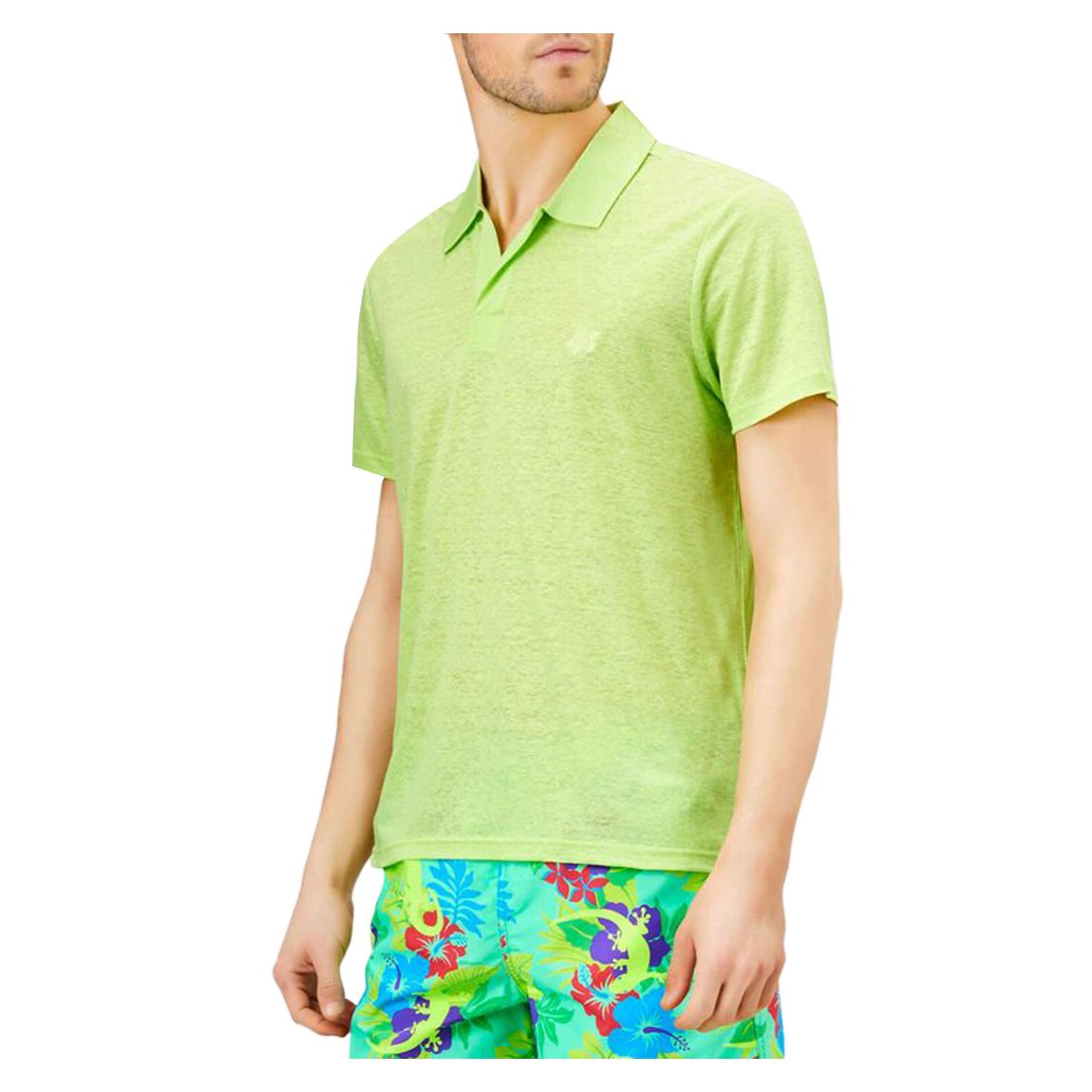 Green Pyramid Linen Polo Top main product photo