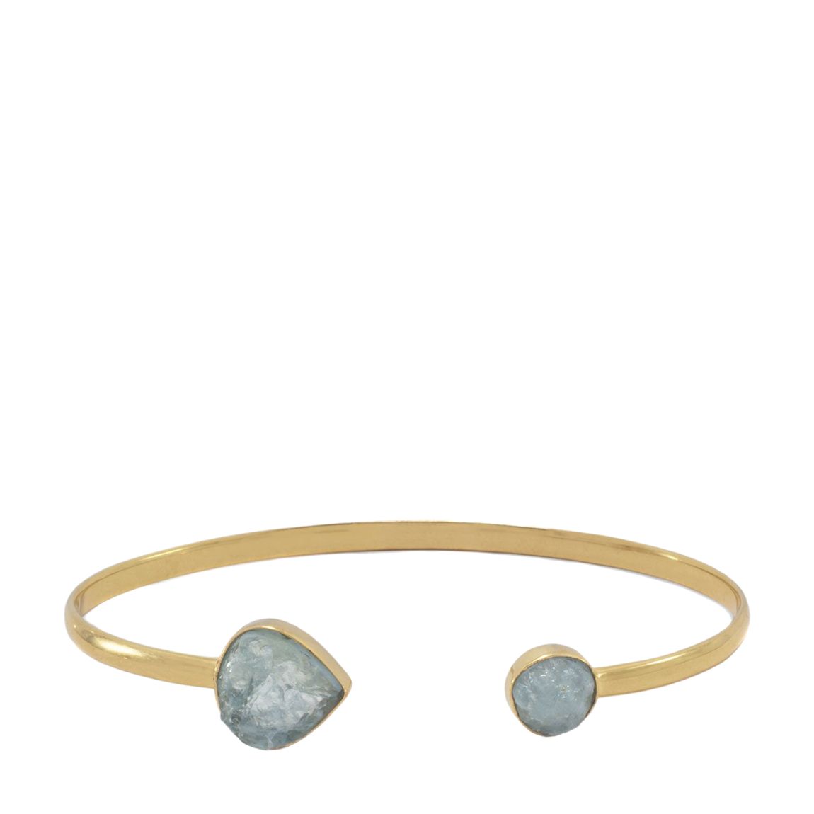 18K Aquamarine Pear & Round Open Cuff Bangle main product photo