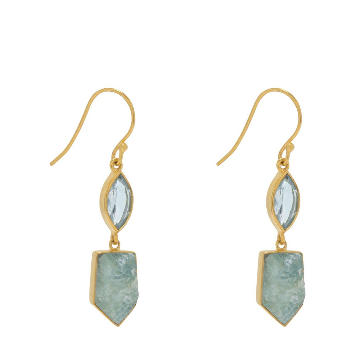 18K Gold Blue Topaz & Aquamarine Drop Earrings main product photo