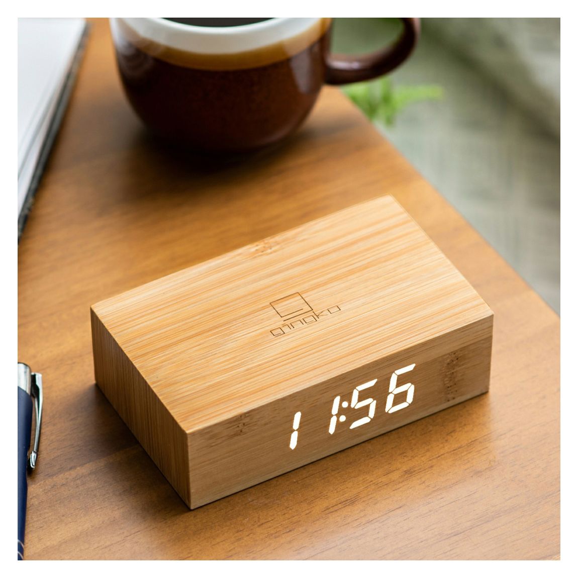 Ash Flip Click Clock, Natural Bamboo Wood main product photo