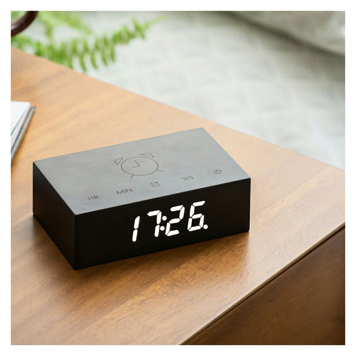 Ash Flip Click Clock, Black Wood Effect main product photo
