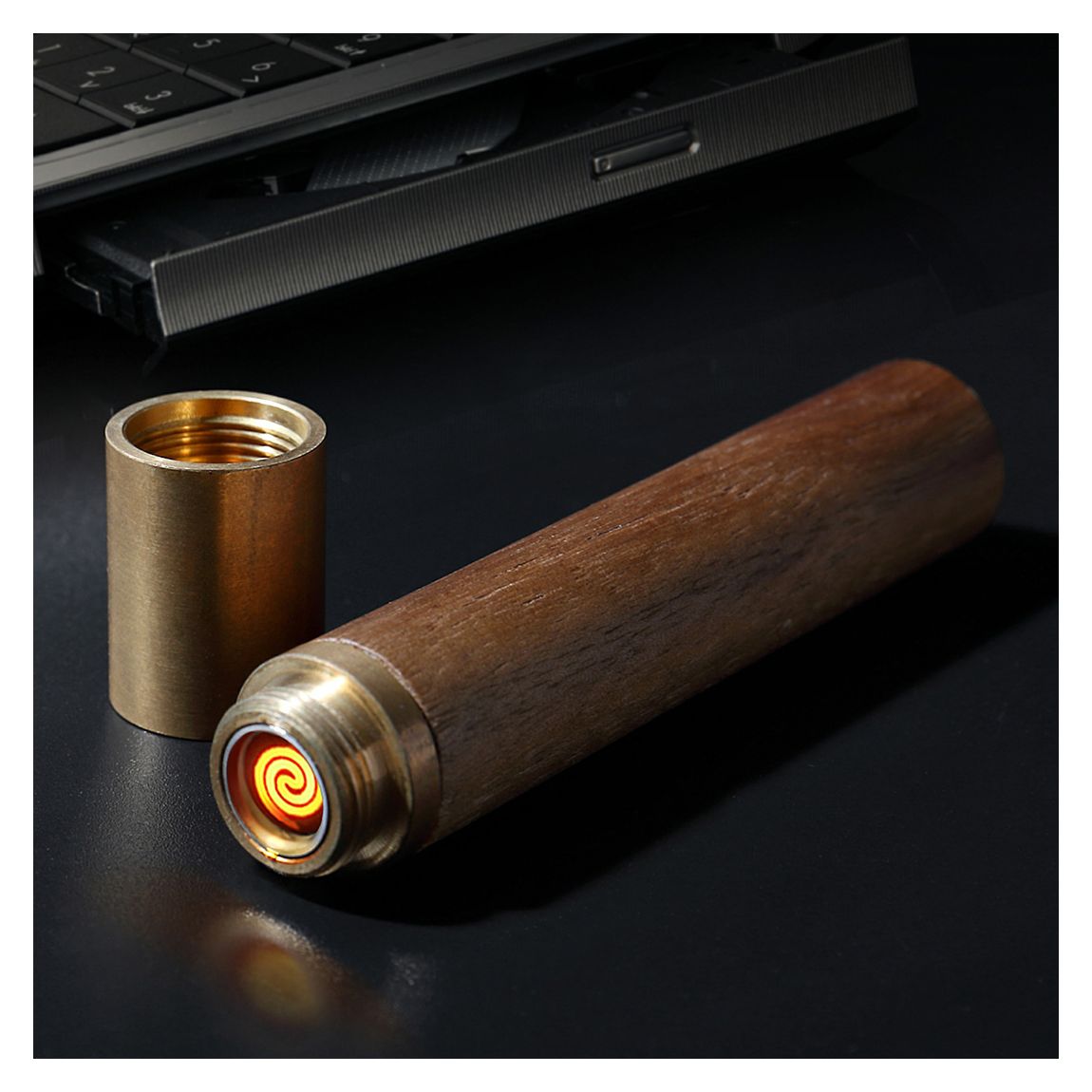 Flameless Element Lighter, Natural Walnut Wood main product photo