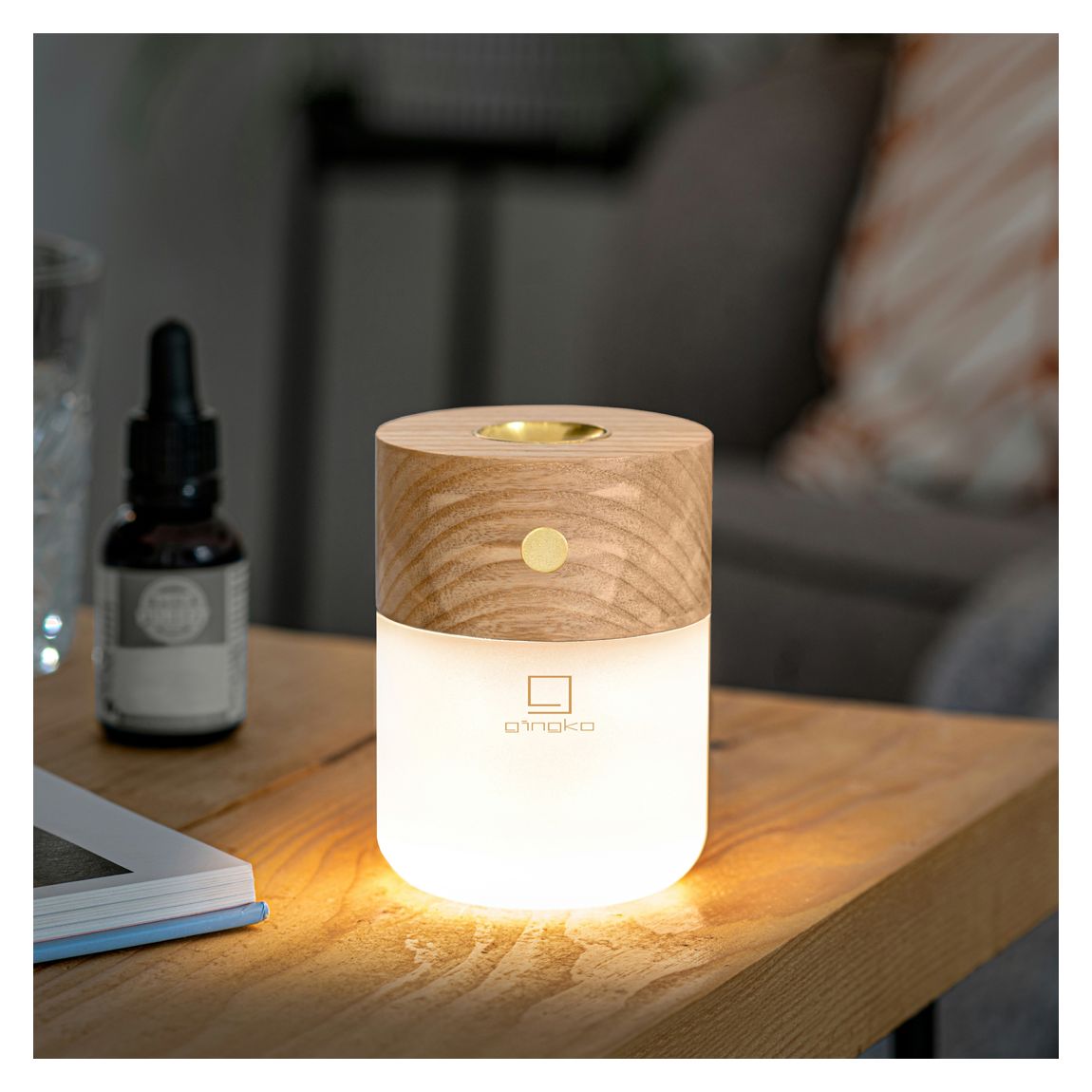 Smart Diffuser Lamp, Natural White Ash Wood main product photo