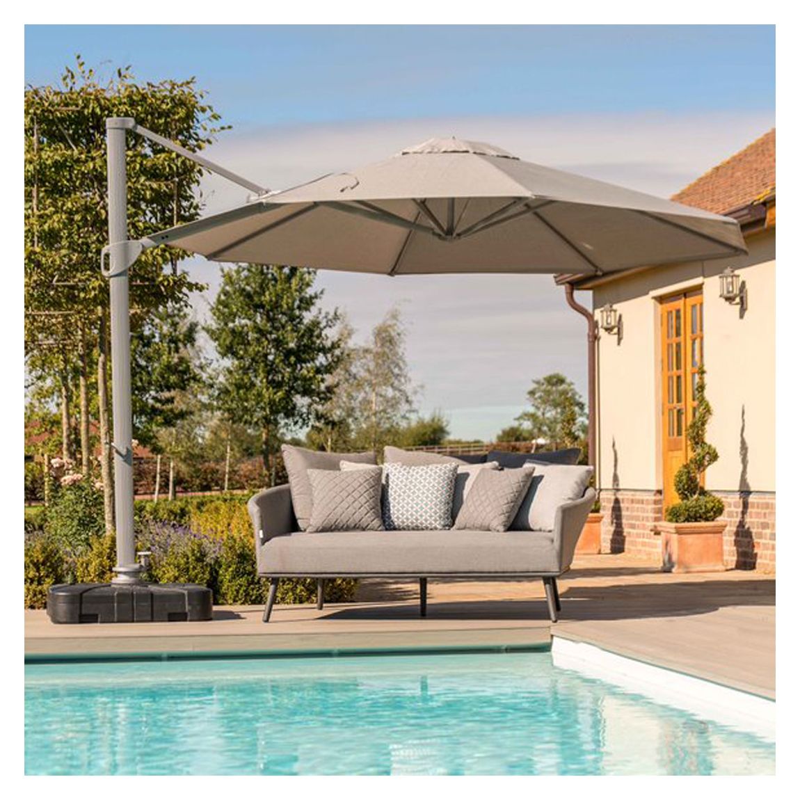 SAVE £120 - Zeus LED 3.5m Round Cantilever Parasol, Taupe main product photo