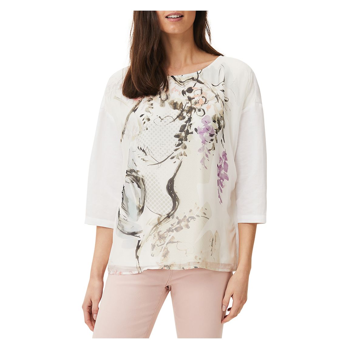 Ivory Print Kendra Silk Blend Blouse main product photo