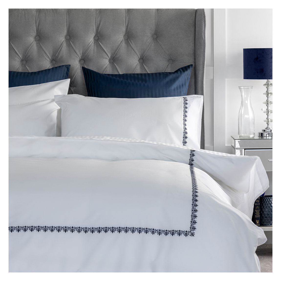 Amelia King Duvet Cover Set, Navy main product photo