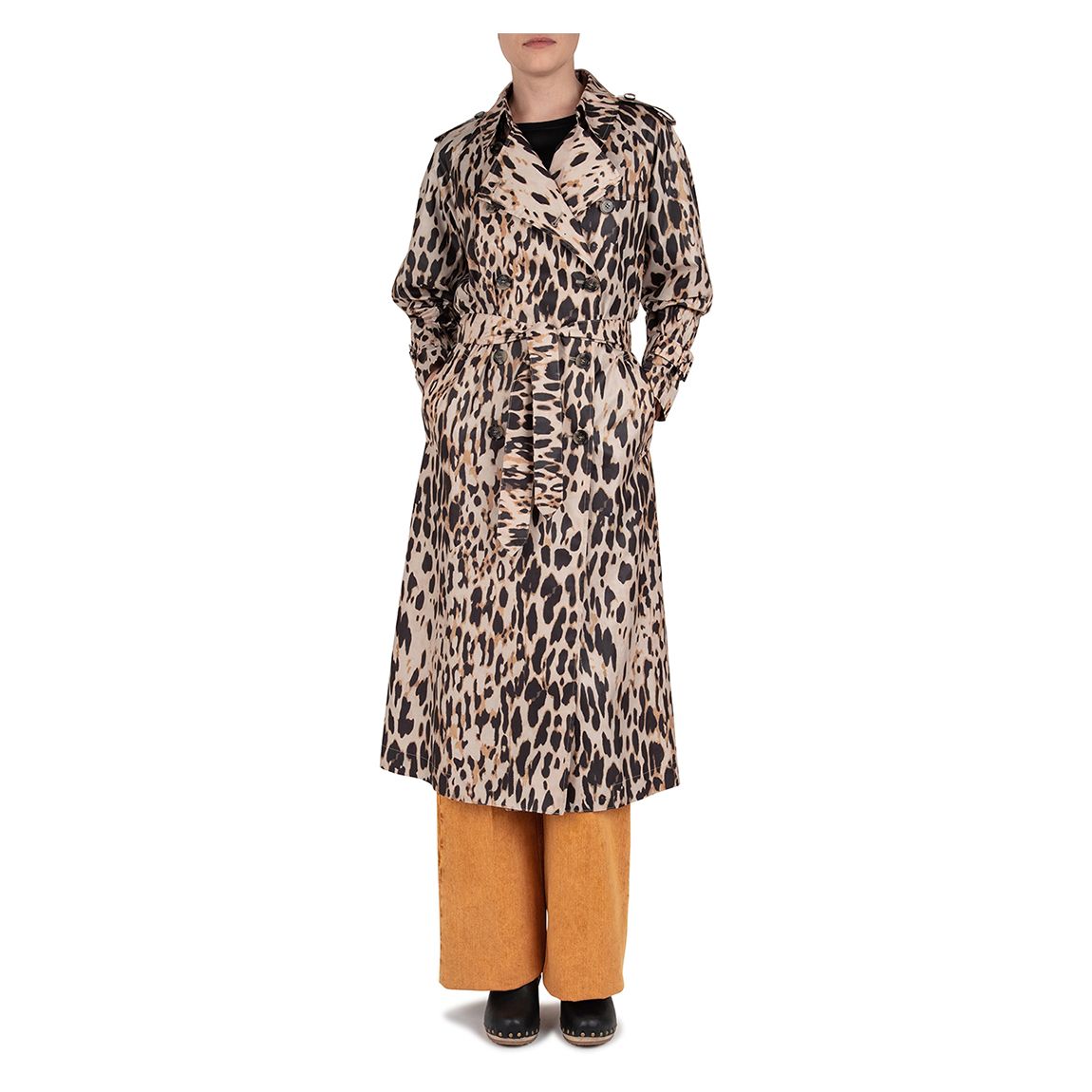 Multi Divya Leopard Print Trench Coat main product photo