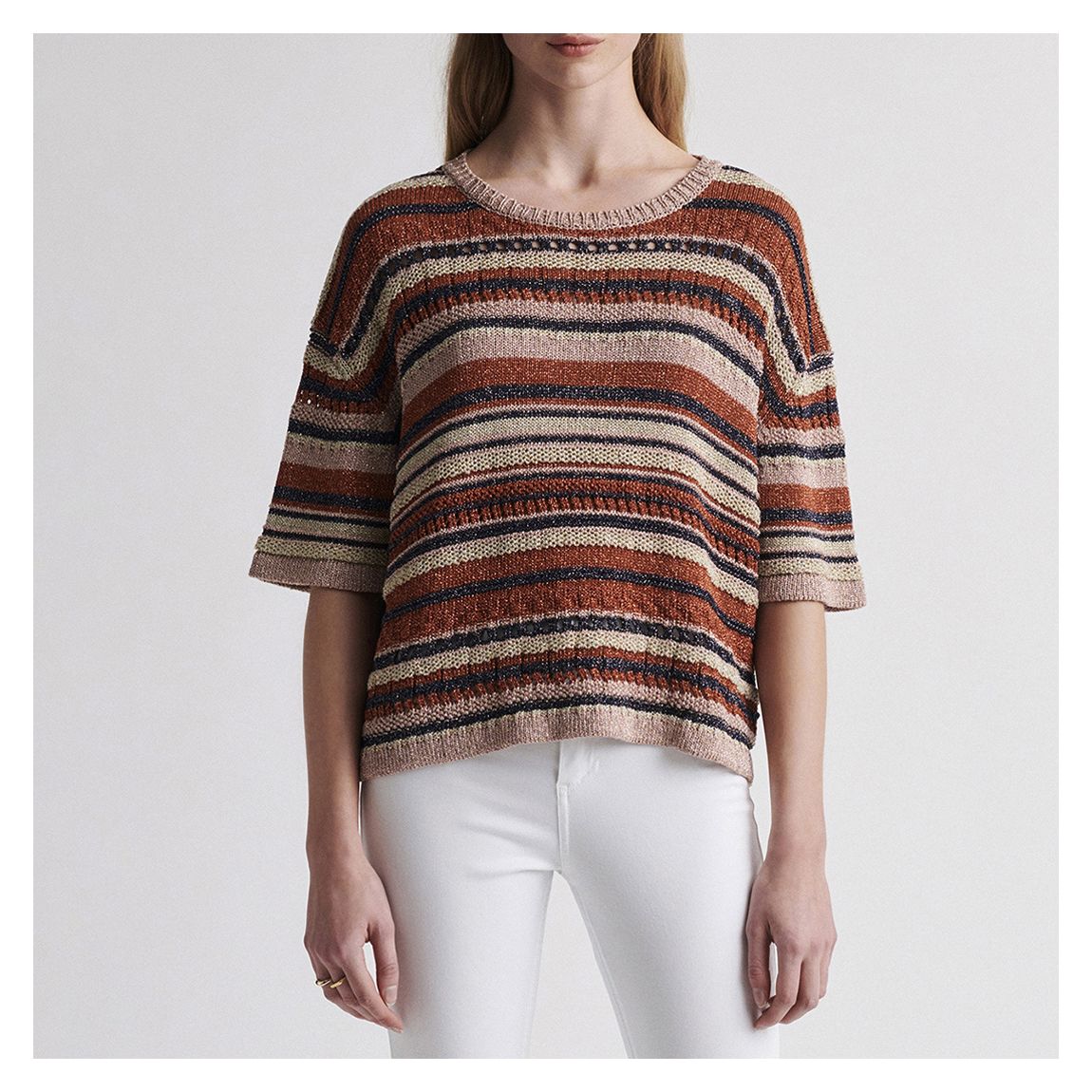 Multi Eleana Striped Short Sleeve Top main product photo