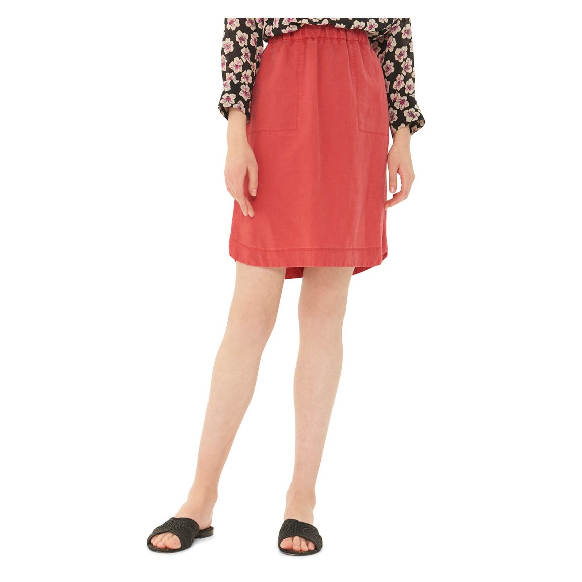 Red Linen Blend Skirt main product photo
