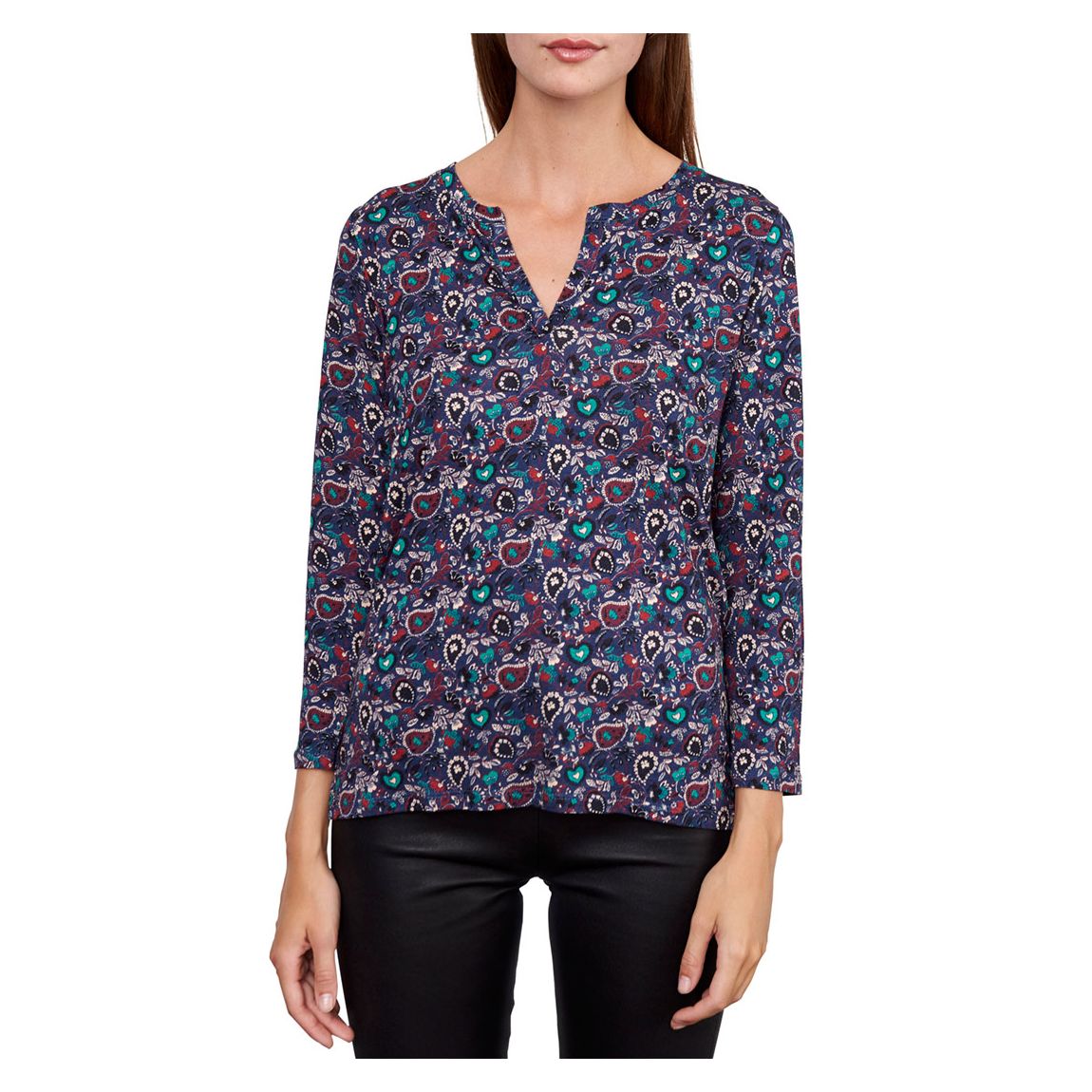Multi Floral Linen Blend Top main product photo