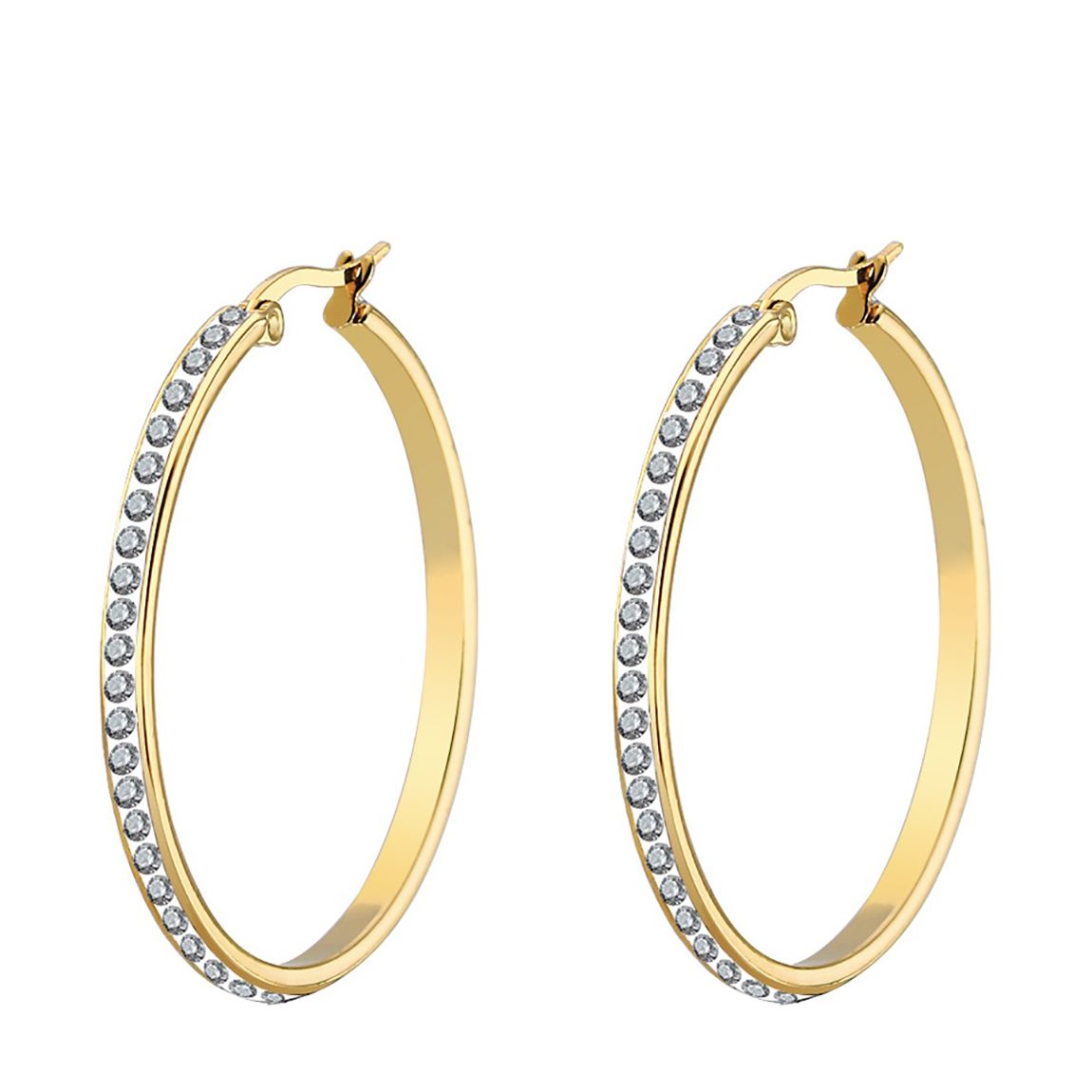 18K Gold Embelished Classic Hoop Earrings main product photo
