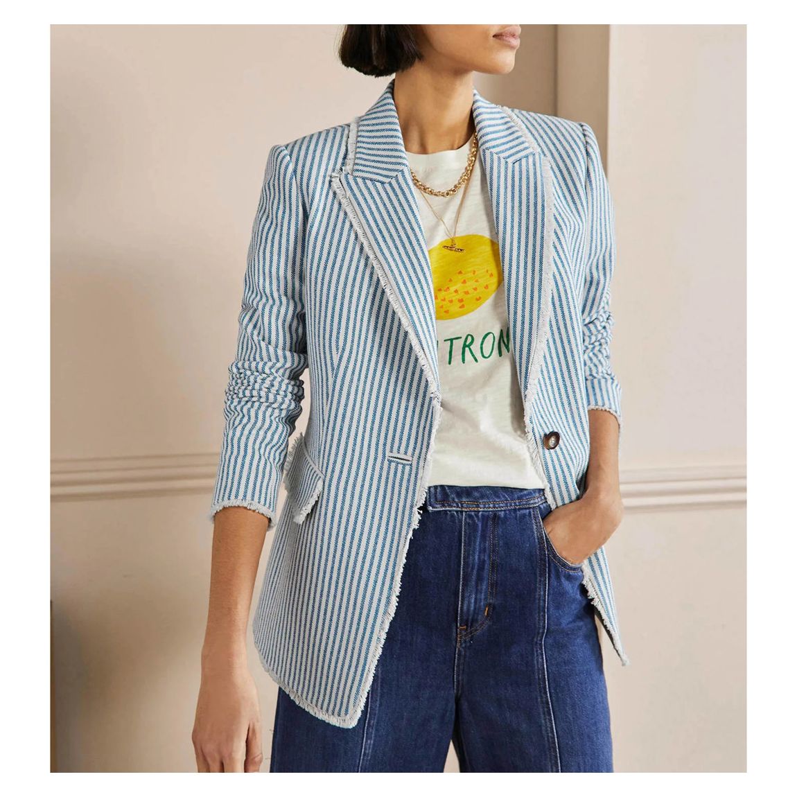 Blue Stripe Hever Cotton Twill Blazer main product photo