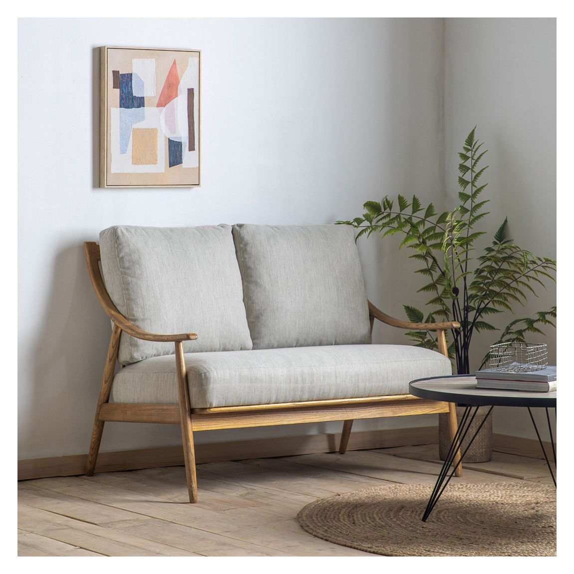 Austell Linen 2 Seater Sofa, Dark Natural main product photo