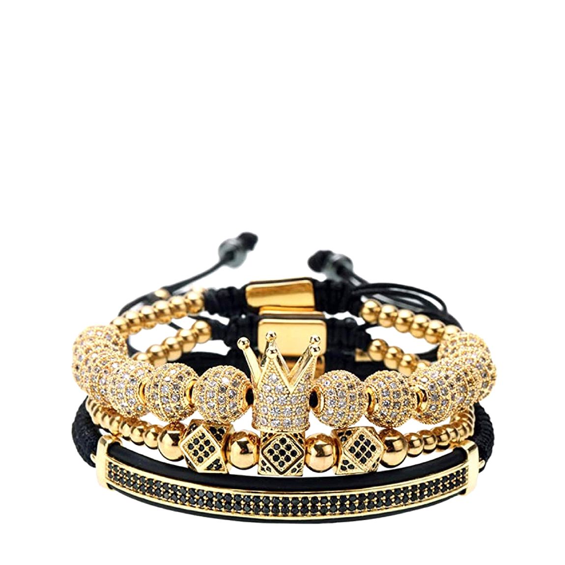 18K Gold & Black Embellished Bracelet Set main product photo