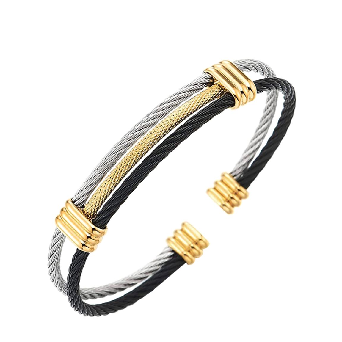18K Gold Tri Tone Cuff Bangle main product photo