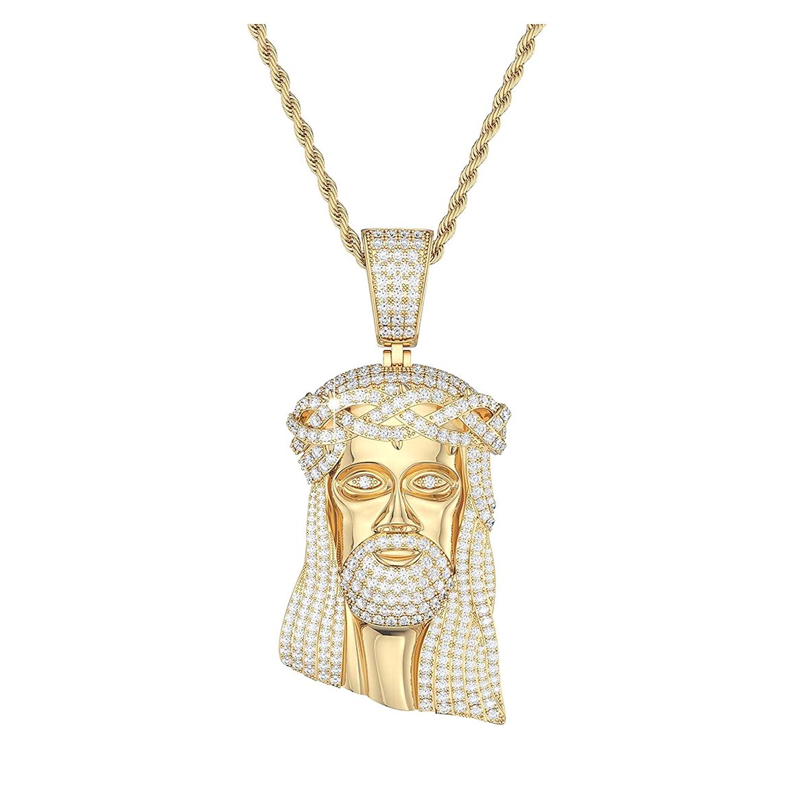 18K Gold Jesus Cz Necklace main product photo