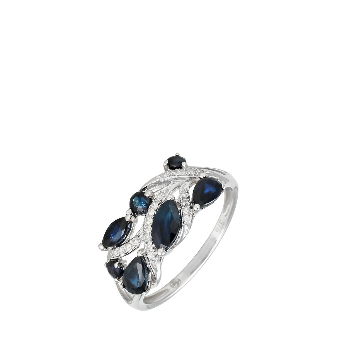Silver " Floral Sapphire" Ring main product photo