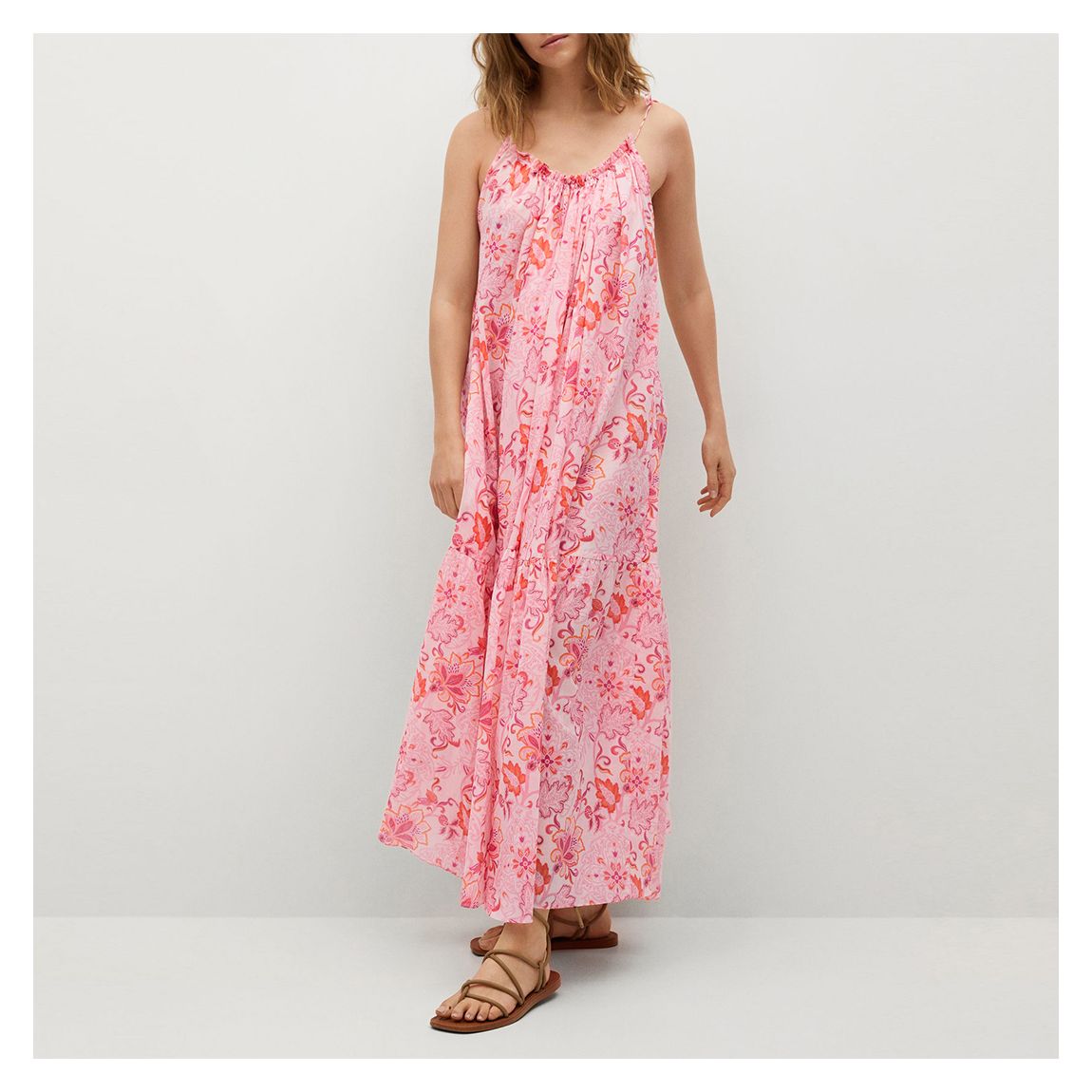 Pink Printed Cotton Maxi Dress main product photo