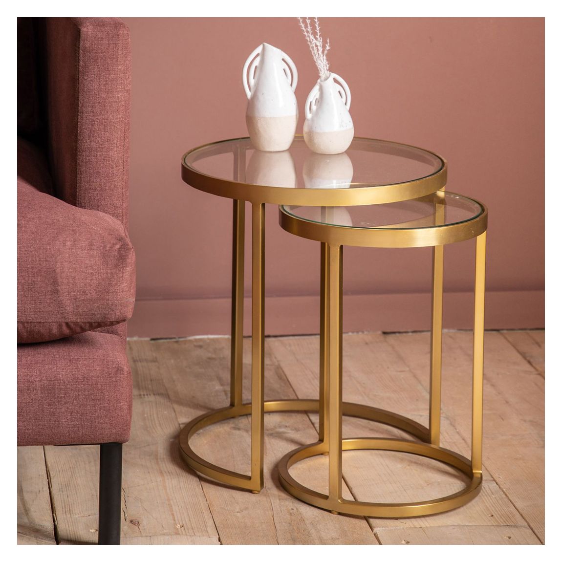 Escalon Nest of 2 Tables, Gold main product photo