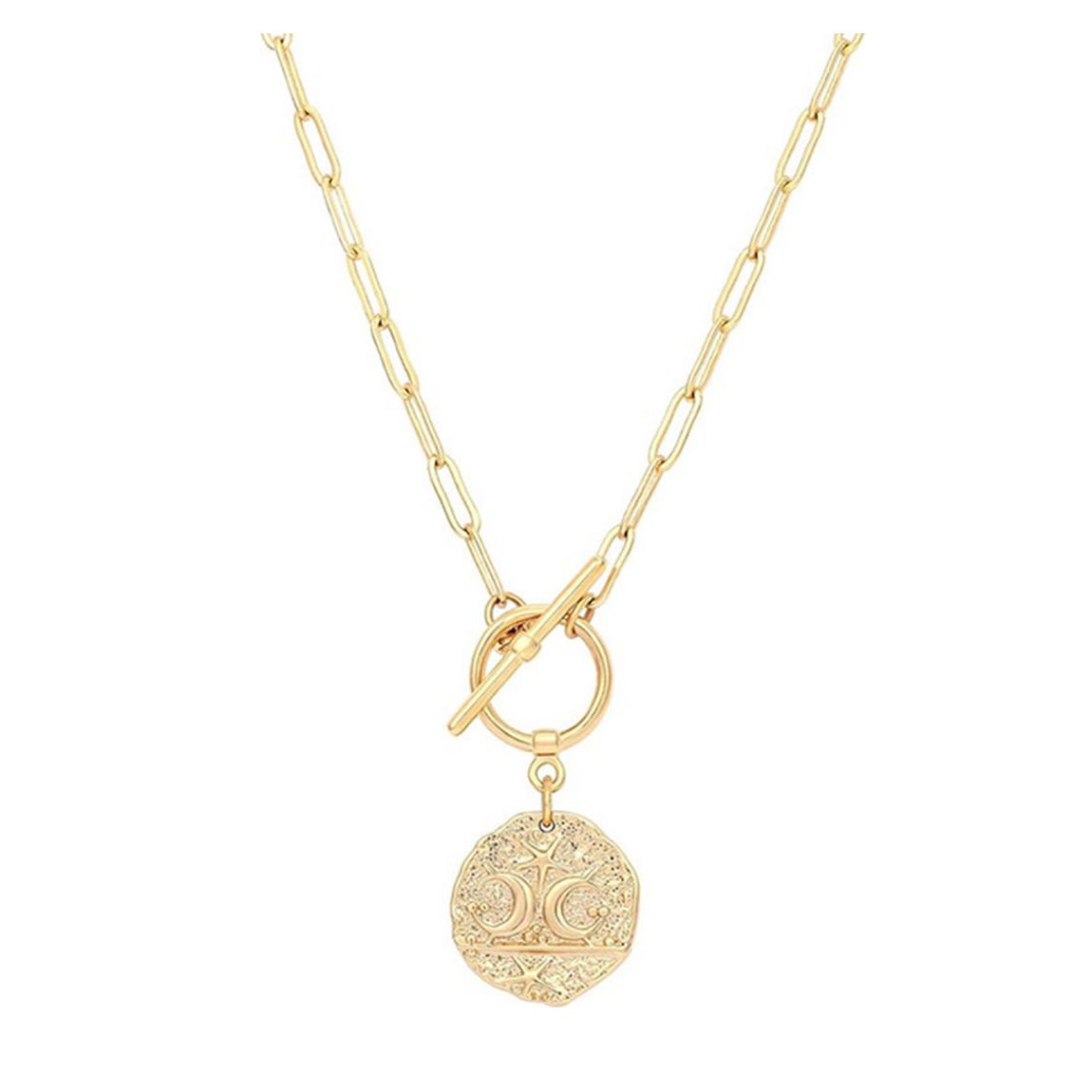 18K Gold Star Moon Disc Necklace main product photo