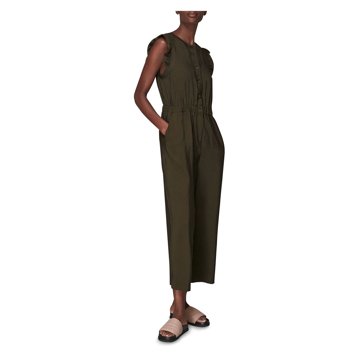Dark Green Button Front Jumpsuit main product photo