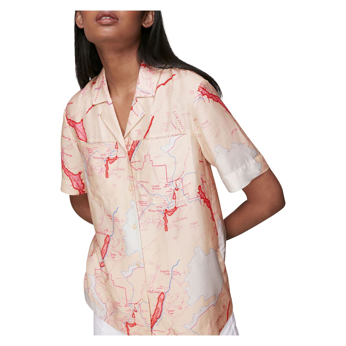 Pink Map Print Silk Blend Shirt main product photo