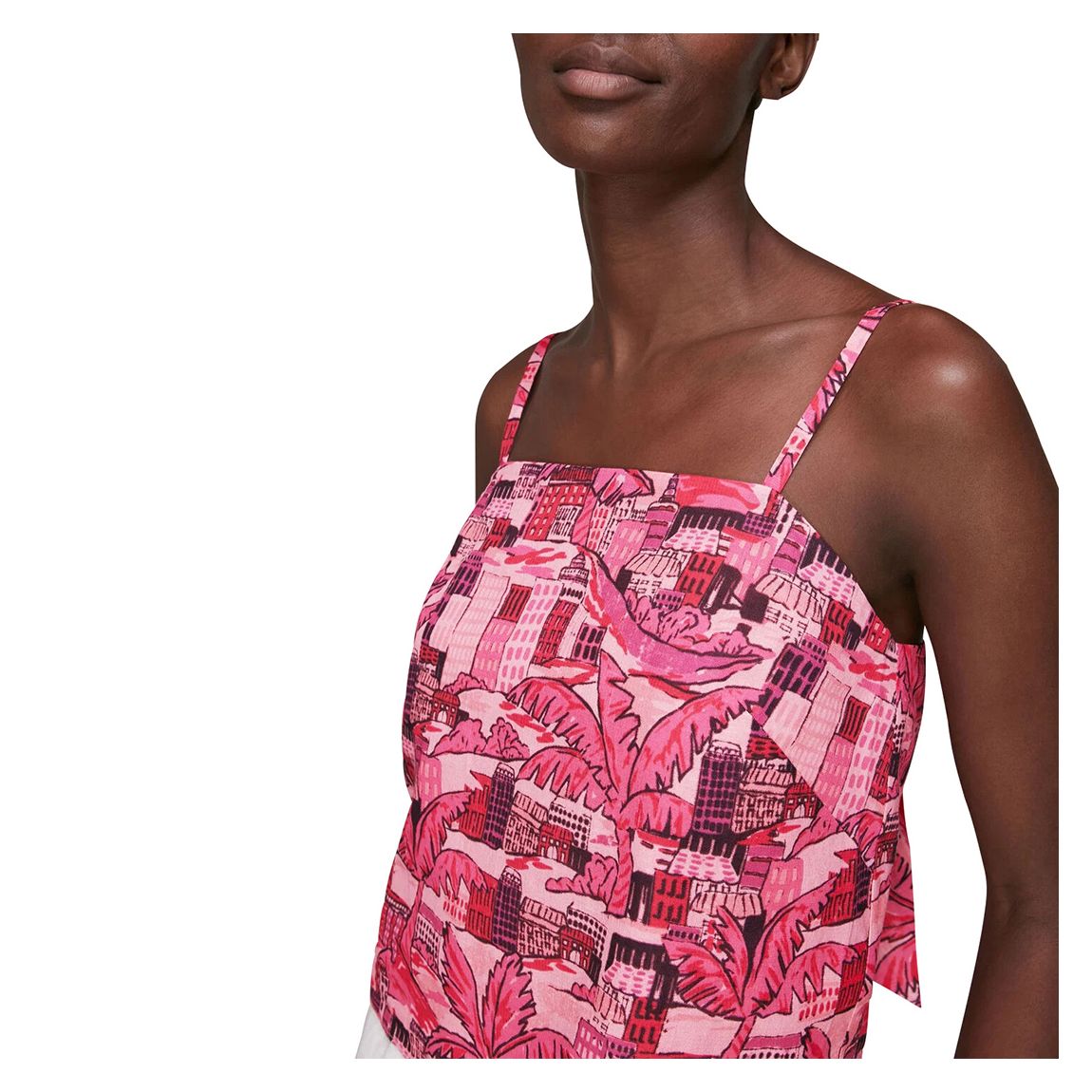 Pink Hawaiian Print Linen Blend Top main product photo