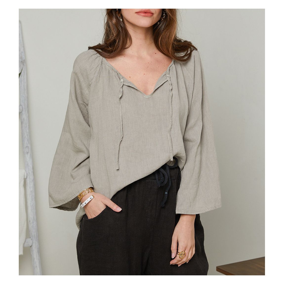 Beige Linen Top main product photo