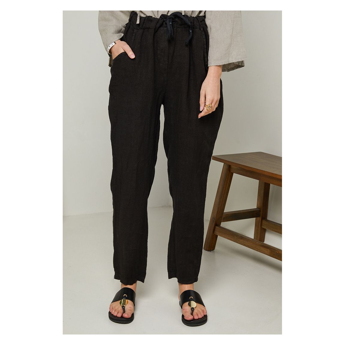Black Linen Trousers main product photo