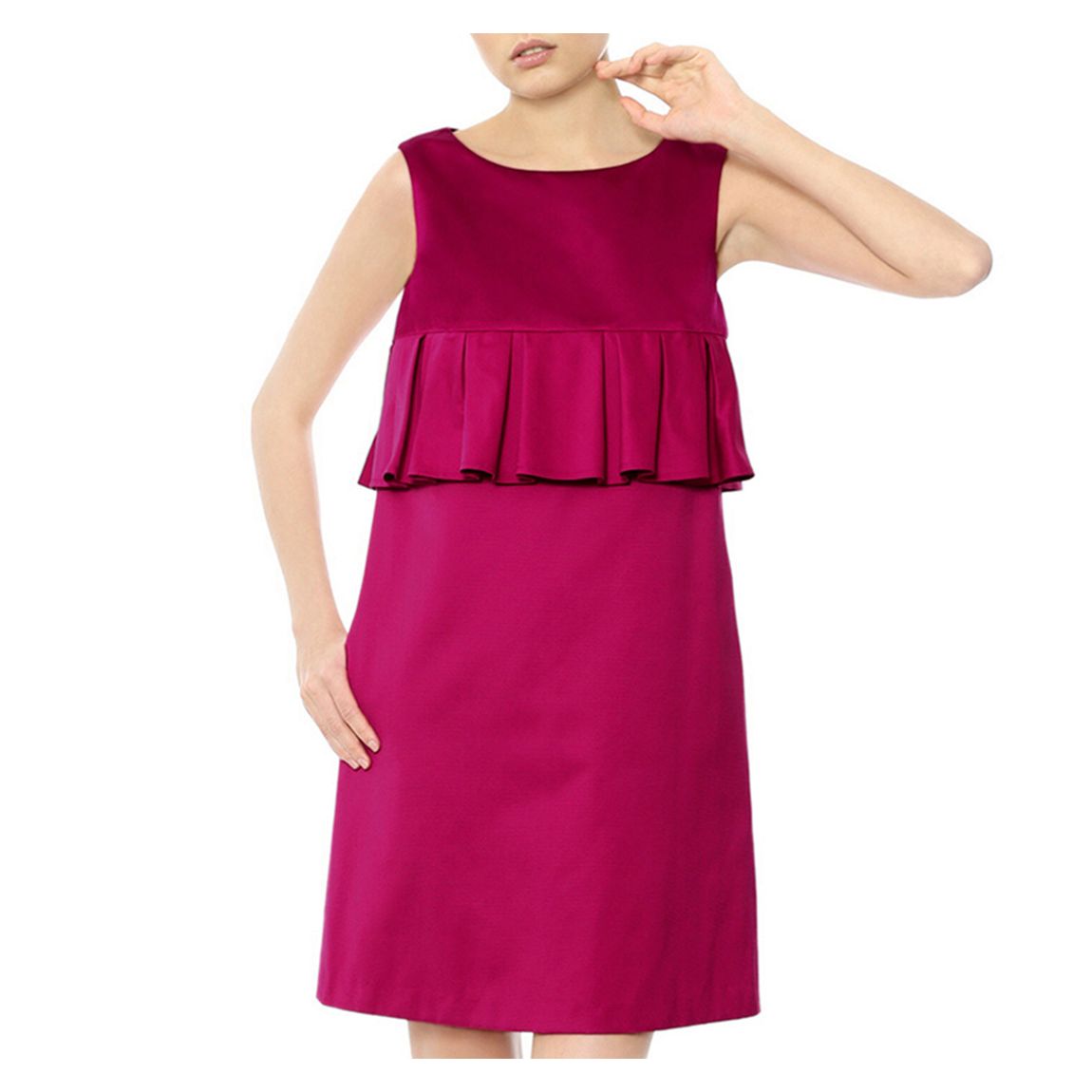 Dark Pink Ruffle Cotton Blend Dress main product photo