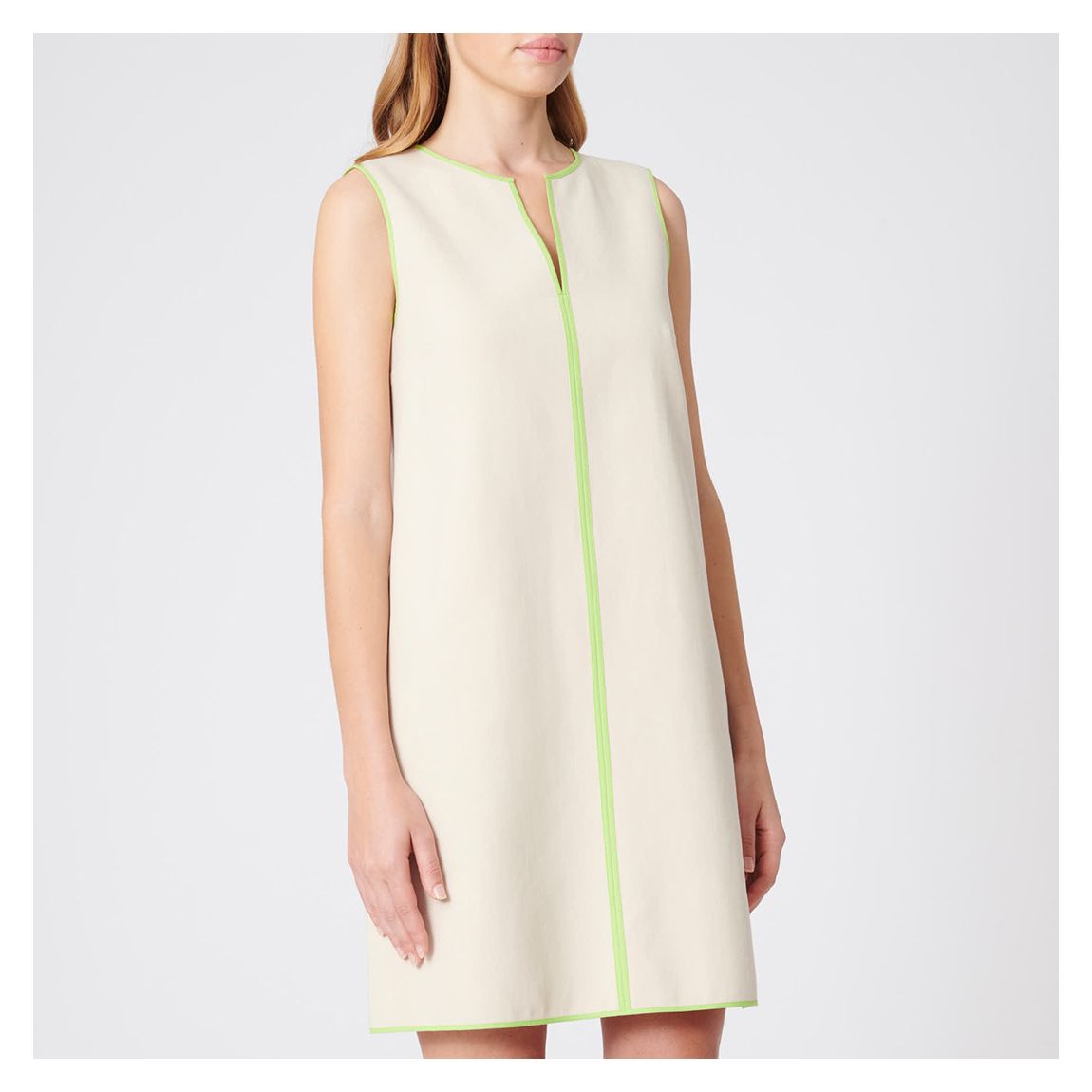 Lime/ Cream V Neck Cotton Dress main product photo