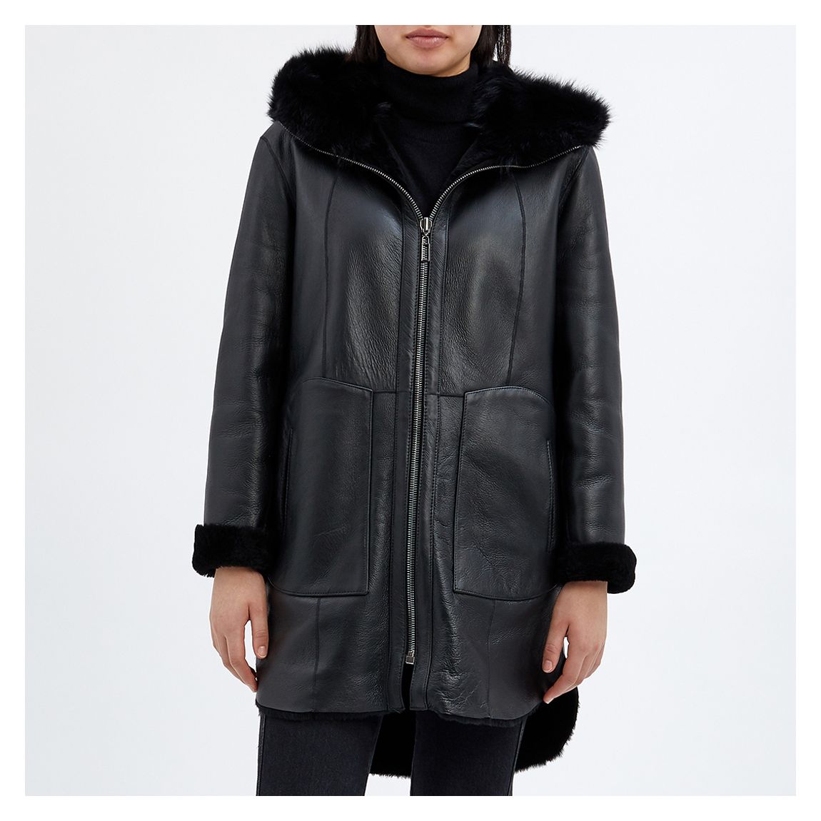 Black Shearling Reversible Button Parka main product photo
