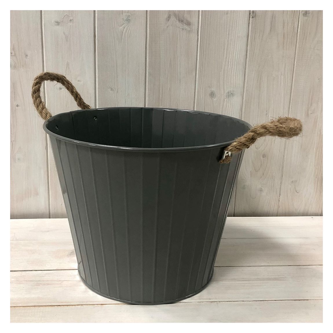 Cool Grey Round Tapered Zinc Planter, Small main product photo
