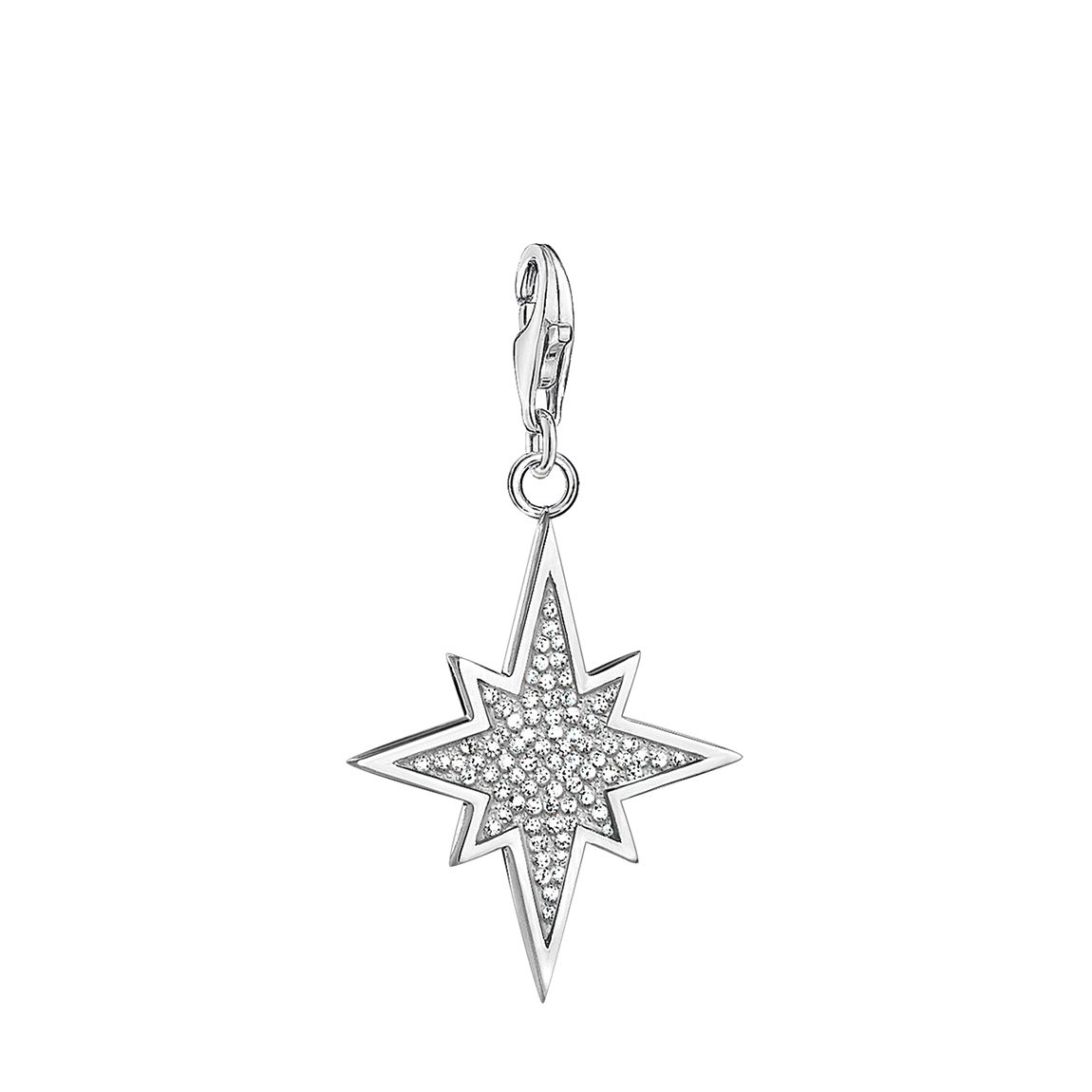 925 Sterling Silver Glitter Star Charm Pendant main product photo