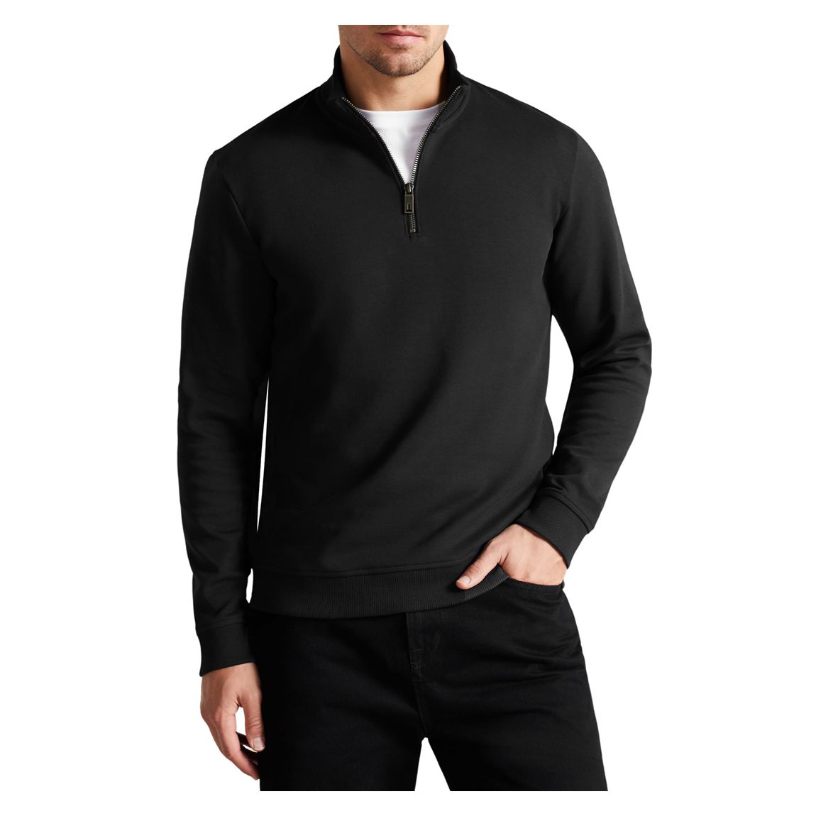 Black Antram Half Zip Cotton Blend Jumper main product photo