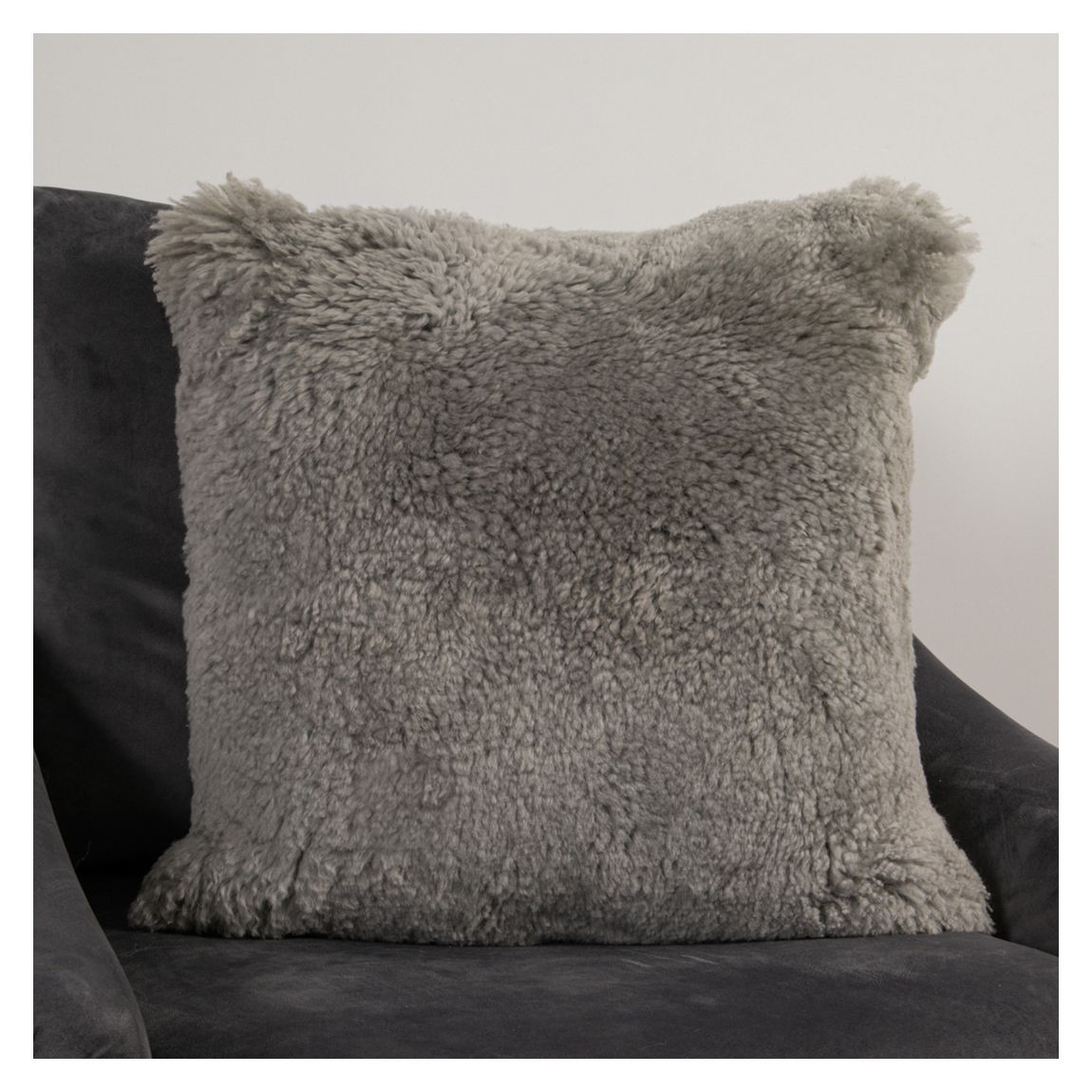 Grey Short Pile Sheepskin cushion main product photo